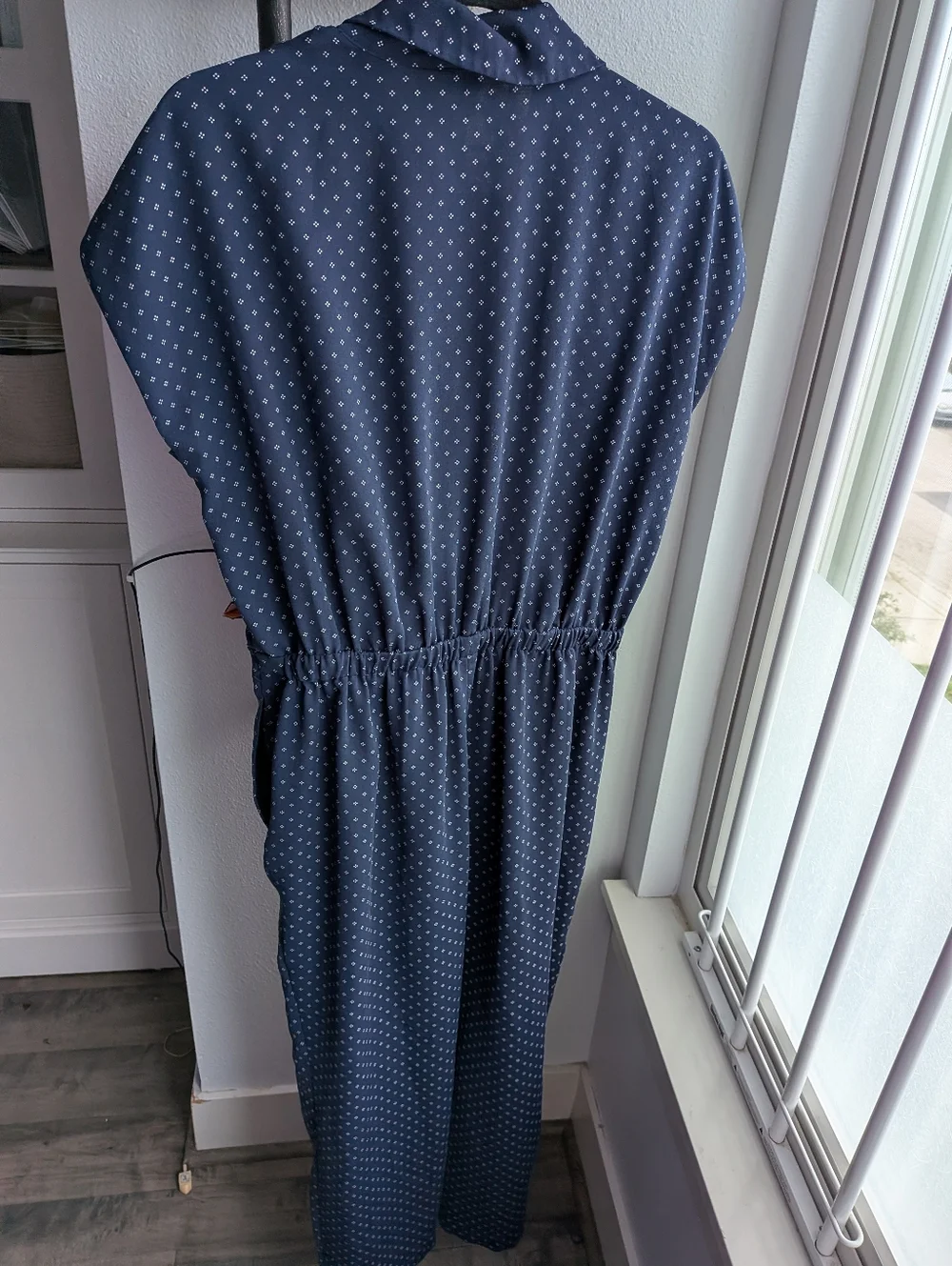 J. Crew Navy Blue Geometric Dot V-Neck Jumpsuit H6250 SP18 Size 6